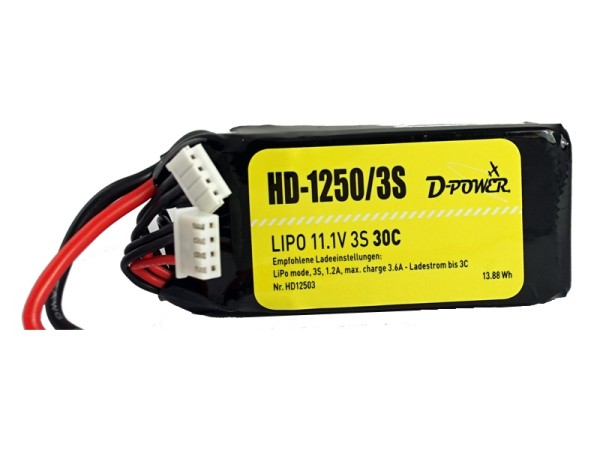 D-Power HD1250 3S 11,1V/1250 Mah 30C XT60