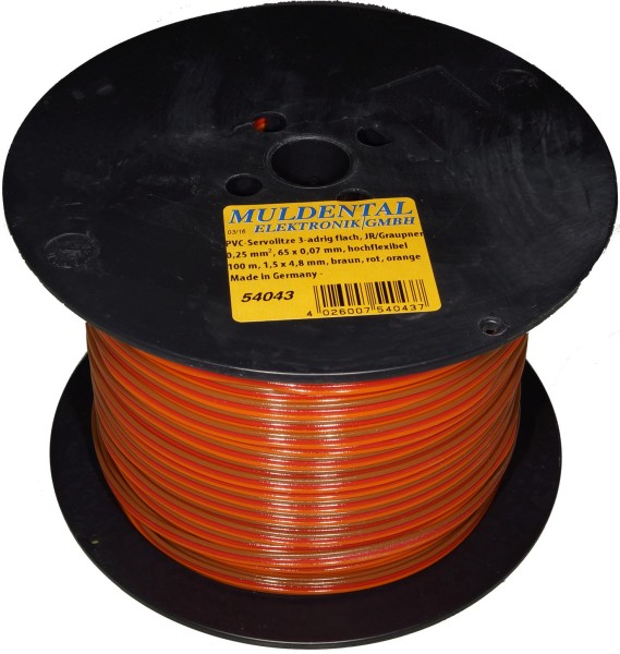 PVC-Kabel 0,25 qmm 3-fach flach 1lfm